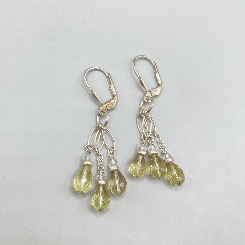 Sterling Silver Olive Gemstone Chandelier Earrings